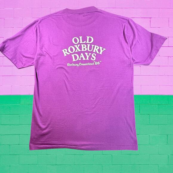 Vintage Old Roxbury Days Fair 80s Tee Purple Double Sided Single Stitch Shirt XL - Picture 6 of 7